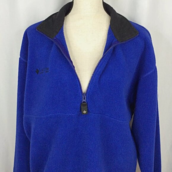 Vintage Columbia Fleece 1/4 Zip Jacket Womens Medium Sweatshirt Pullover Blue - Picture 5 of 6